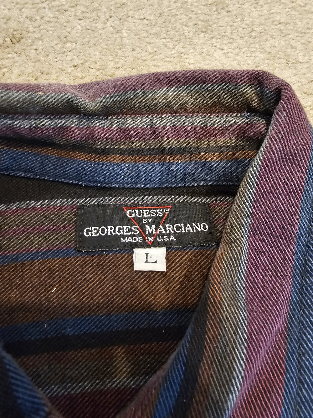 Guess by Marciano Men's Multi-Striped Button-Down Shirt - Blue, Brown, Burgundy